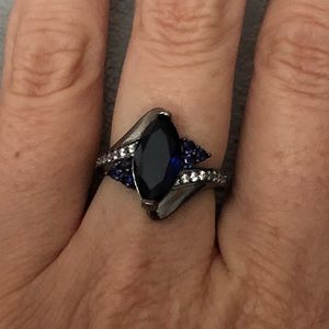 NWOT Sterling Silver Ring with Simulated Sapphires